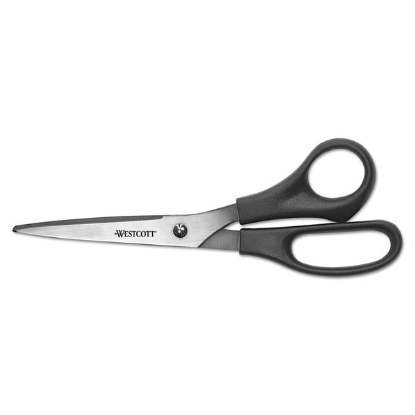 Westcott Stainless Steel Scissors, 8in L, 3.5in Cut, Black Straight Handle, PK3 16907